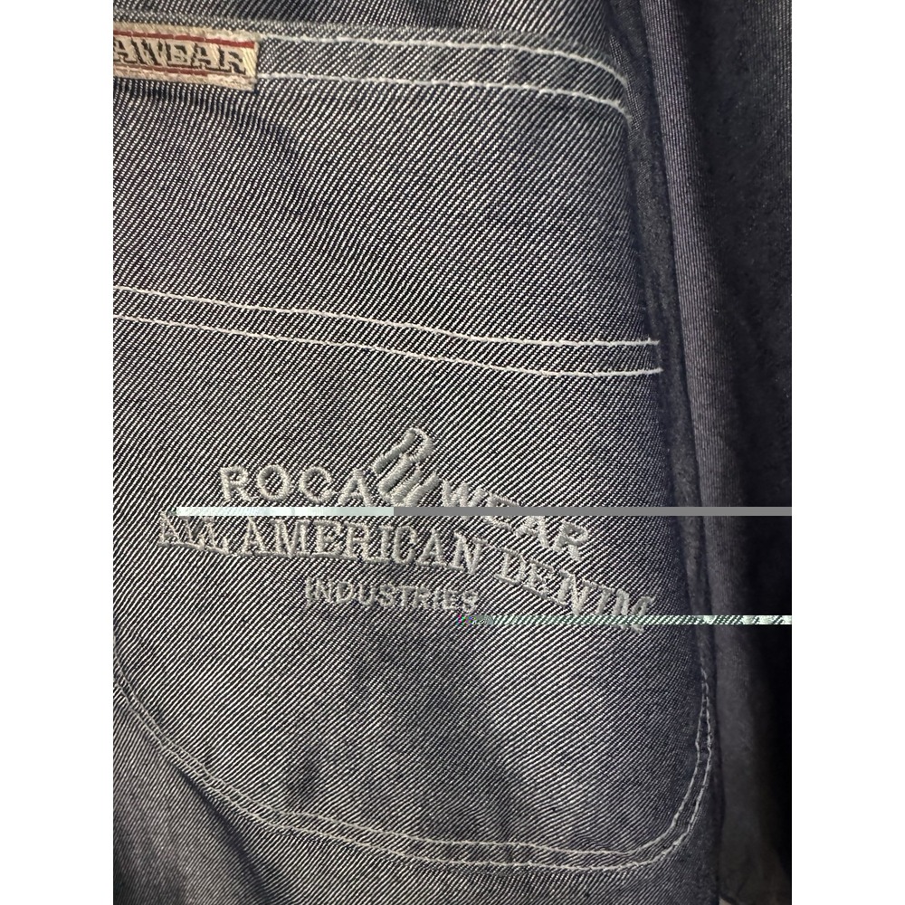 Vintage Rocawear Denim Shacket Mens L Cotton Embroidered Shirt Jacket Streetwear - Picture 7 of 12